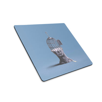 Blue Contemporary Gaming Mouse Pad - Gaming Mouse Pad Blue Desk Setup Modern Calm Minimalist Polyester Surface Desk Mat