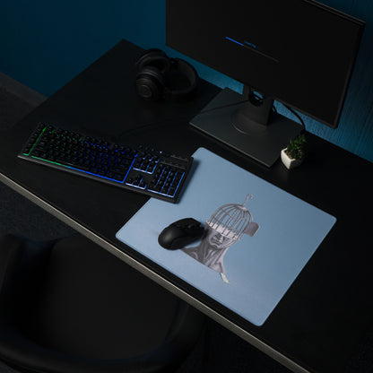 Blue Contemporary Gaming Mouse Pad - Gaming Mouse Pad Blue Desk Setup Modern Calm Minimalist Polyester Surface Desk Mat