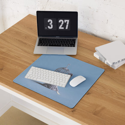 Blue Contemporary Gaming Mouse Pad - Gaming Mouse Pad Blue Desk Setup Modern Calm Minimalist Polyester Surface Desk Mat