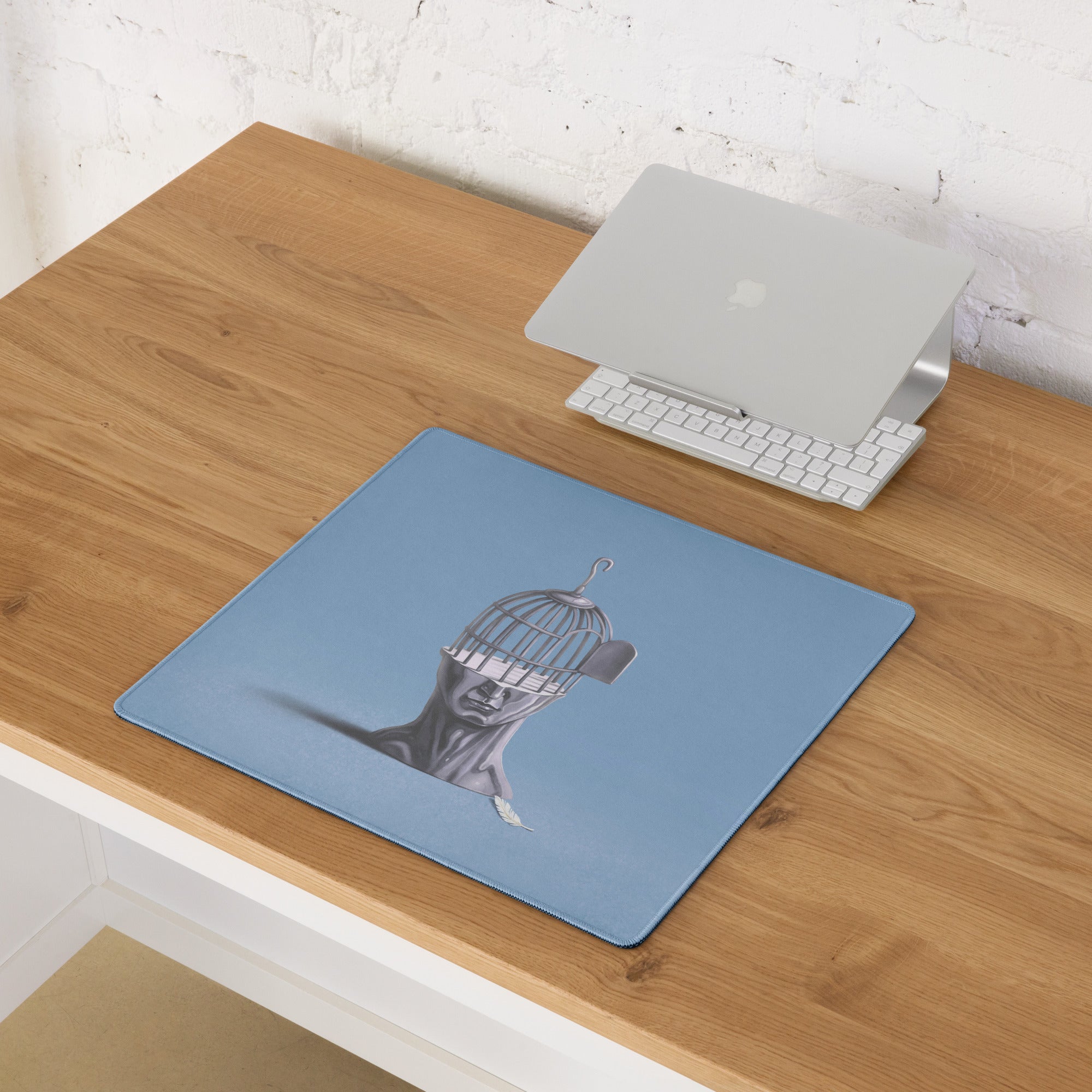 Blue Contemporary Gaming Mouse Pad - Gaming Mouse Pad Blue Desk Setup Modern Calm Minimalist Polyester Surface Desk Mat