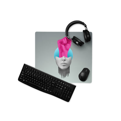 Mouse Pad Pink Hand Portrait Gray Gradient Desk Decor Modern Abstract Art Print For Office And Gaming Surface