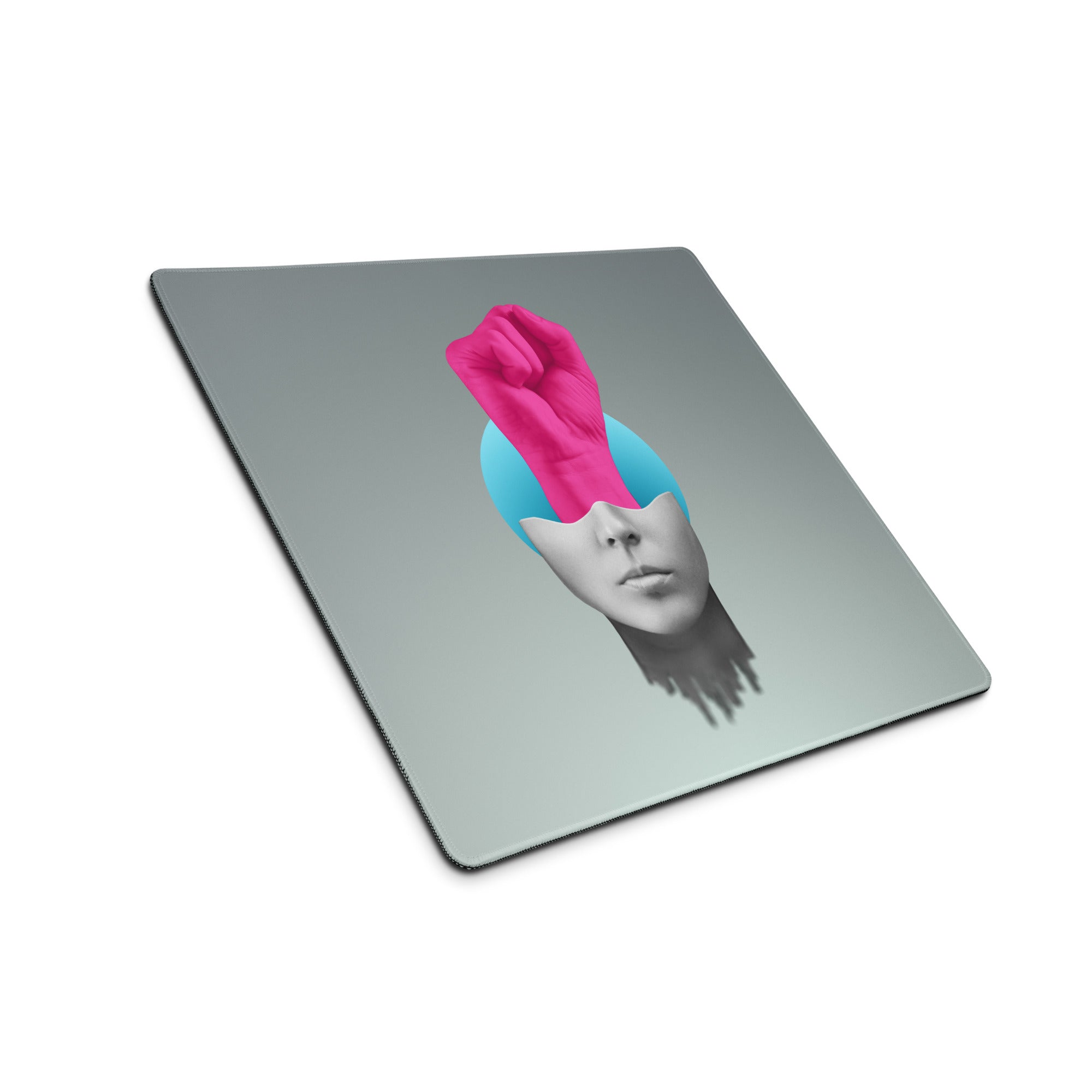 Mouse Pad Pink Hand Portrait Gray Gradient Desk Decor Modern Abstract Art Print For Office And Gaming Surface
