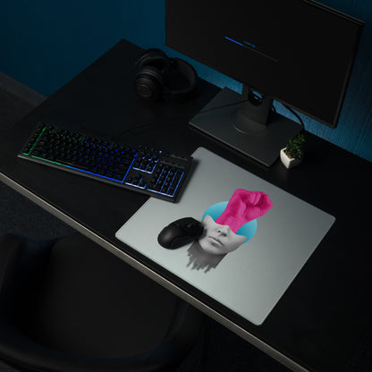 Mouse Pad Pink Hand Portrait Gray Gradient Desk Decor Modern Abstract Art Print For Office And Gaming Surface