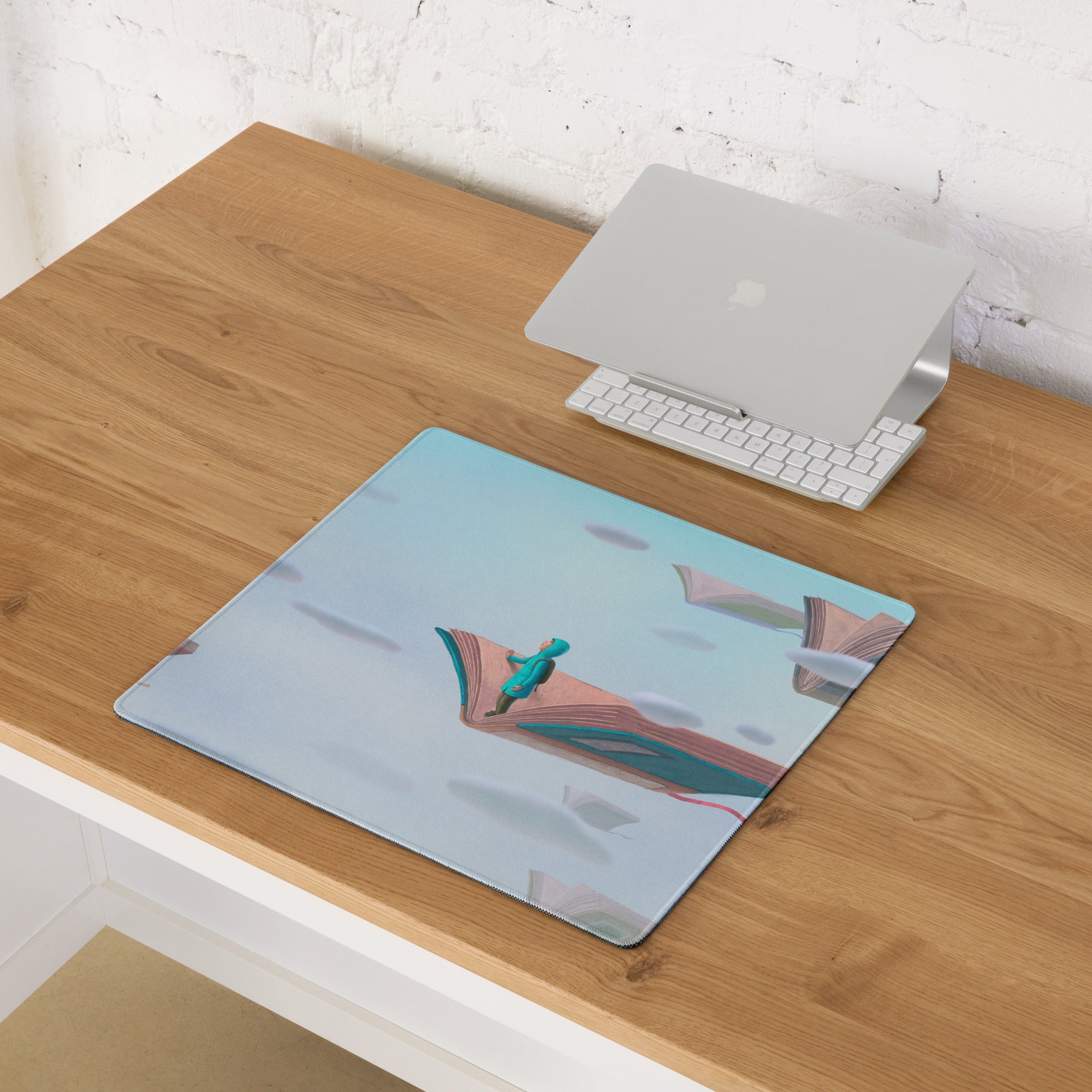 Pastel Blue Bookscape Pad - Bookscape Mouse Pad, Pastel Blue, Home Office, Contemporary, Serene Mood, Modern Desk Decor