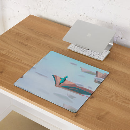Pastel Blue Bookscape Pad - Bookscape Mouse Pad, Pastel Blue, Home Office, Contemporary, Serene Mood, Modern Desk Decor