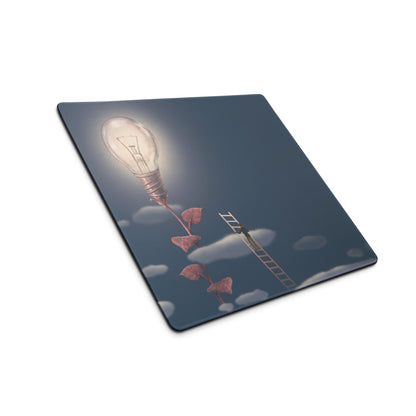 Gaming Mouse Pad Blue Moonlight Desk Mat For Modern Office Surreal Lightbulb Contemporary Artwork Style