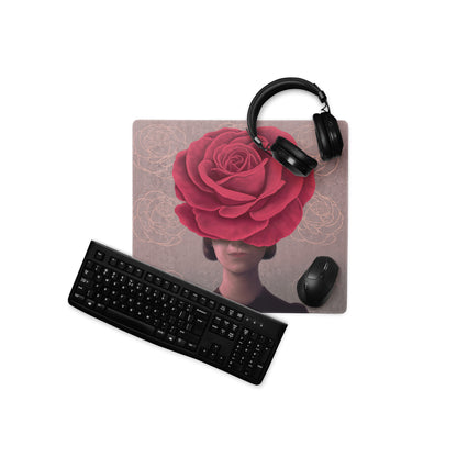 Pink Rose Headpiece Art Mouse Pad For Home Office Desk Decor In Contemporary Modern Style