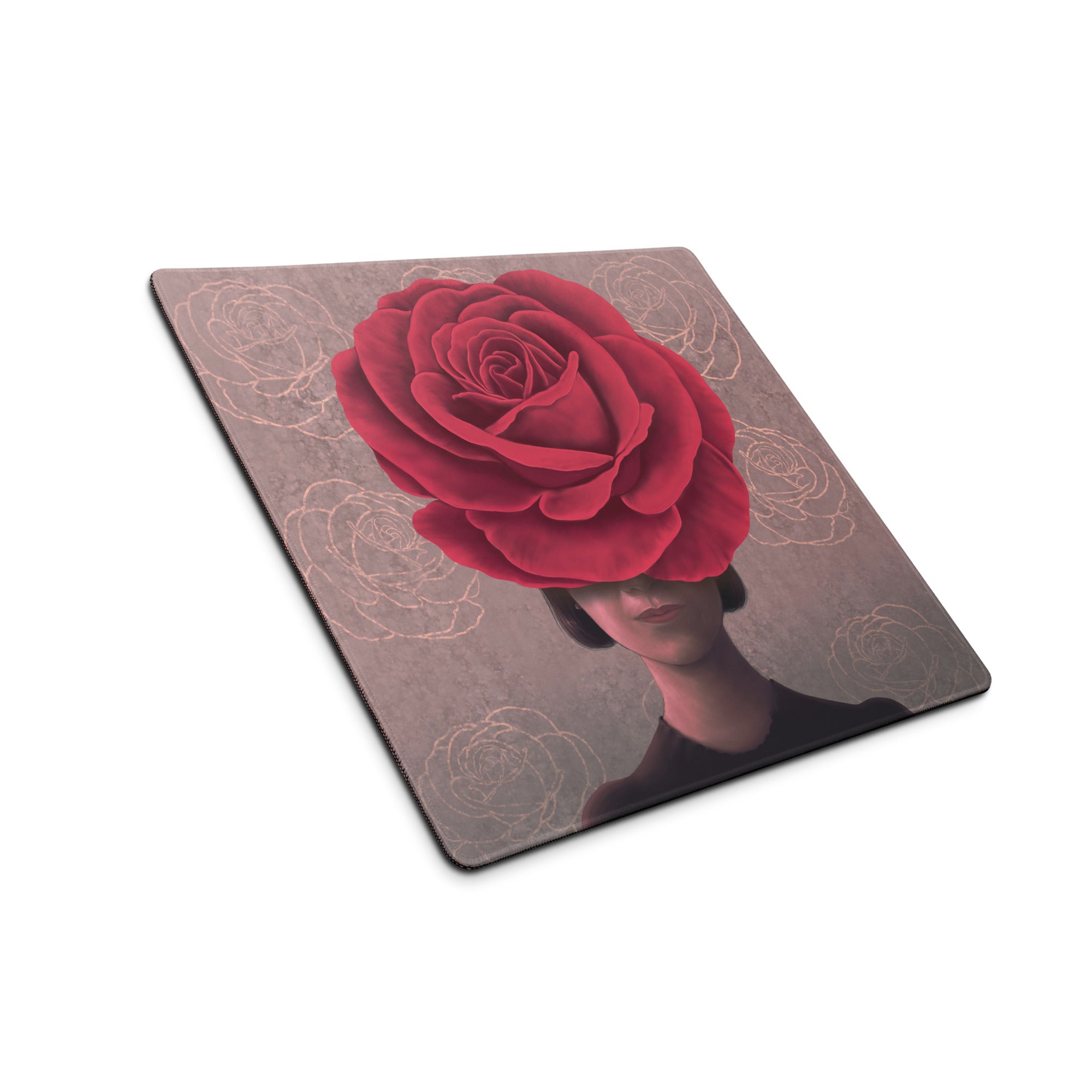 Pink Rose Headpiece Art Mouse Pad For Home Office Desk Decor In Contemporary Modern Style