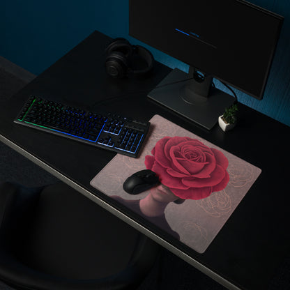 Pink Rose Headpiece Art Mouse Pad For Home Office Desk Decor In Contemporary Modern Style