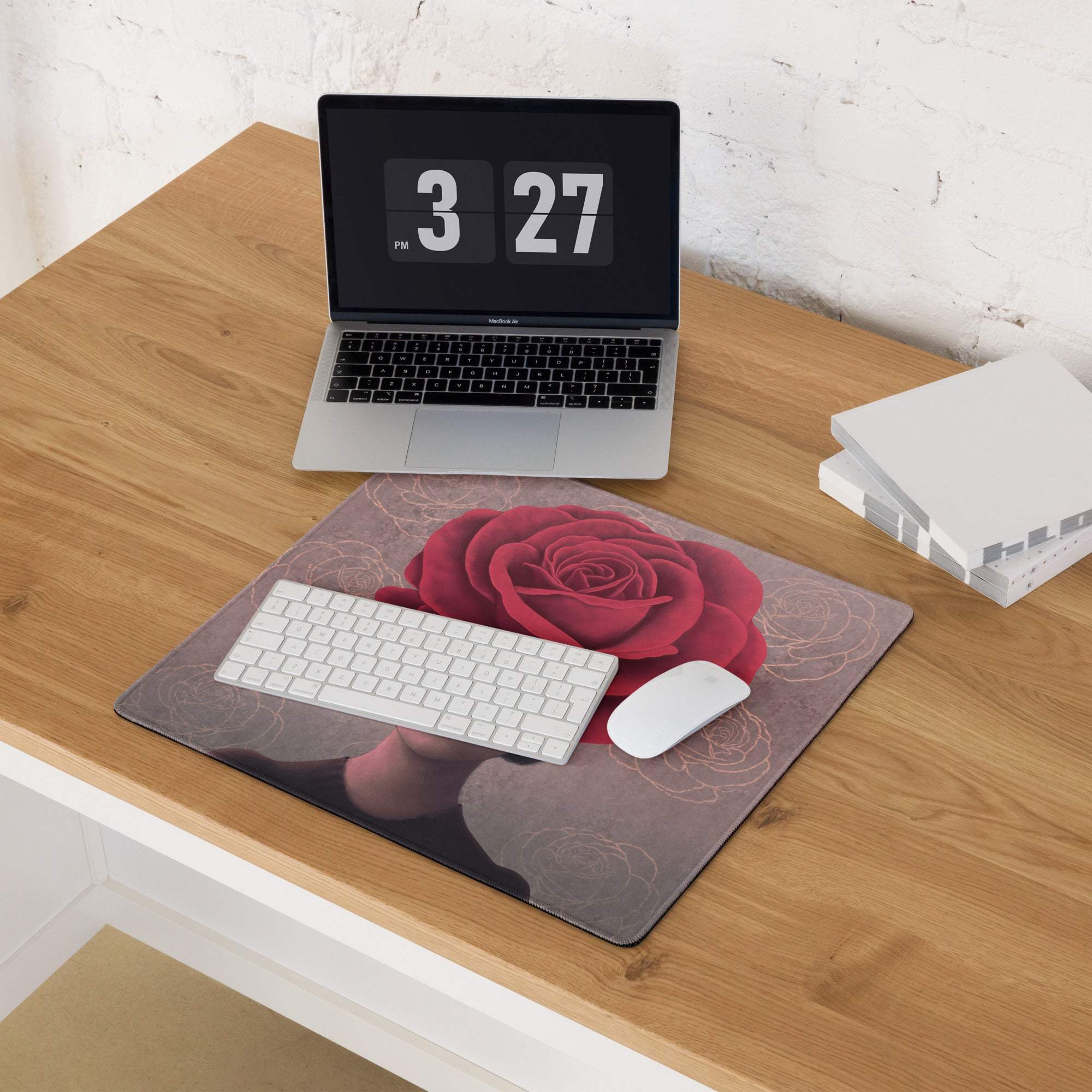Pink Rose Headpiece Art Mouse Pad For Home Office Desk Decor In Contemporary Modern Style