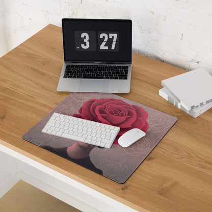 Pink Rose Headpiece Art Mouse Pad For Home Office Desk Decor In Contemporary Modern Style