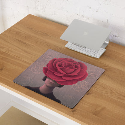 Pink Rose Headpiece Art Mouse Pad For Home Office Desk Decor In Contemporary Modern Style