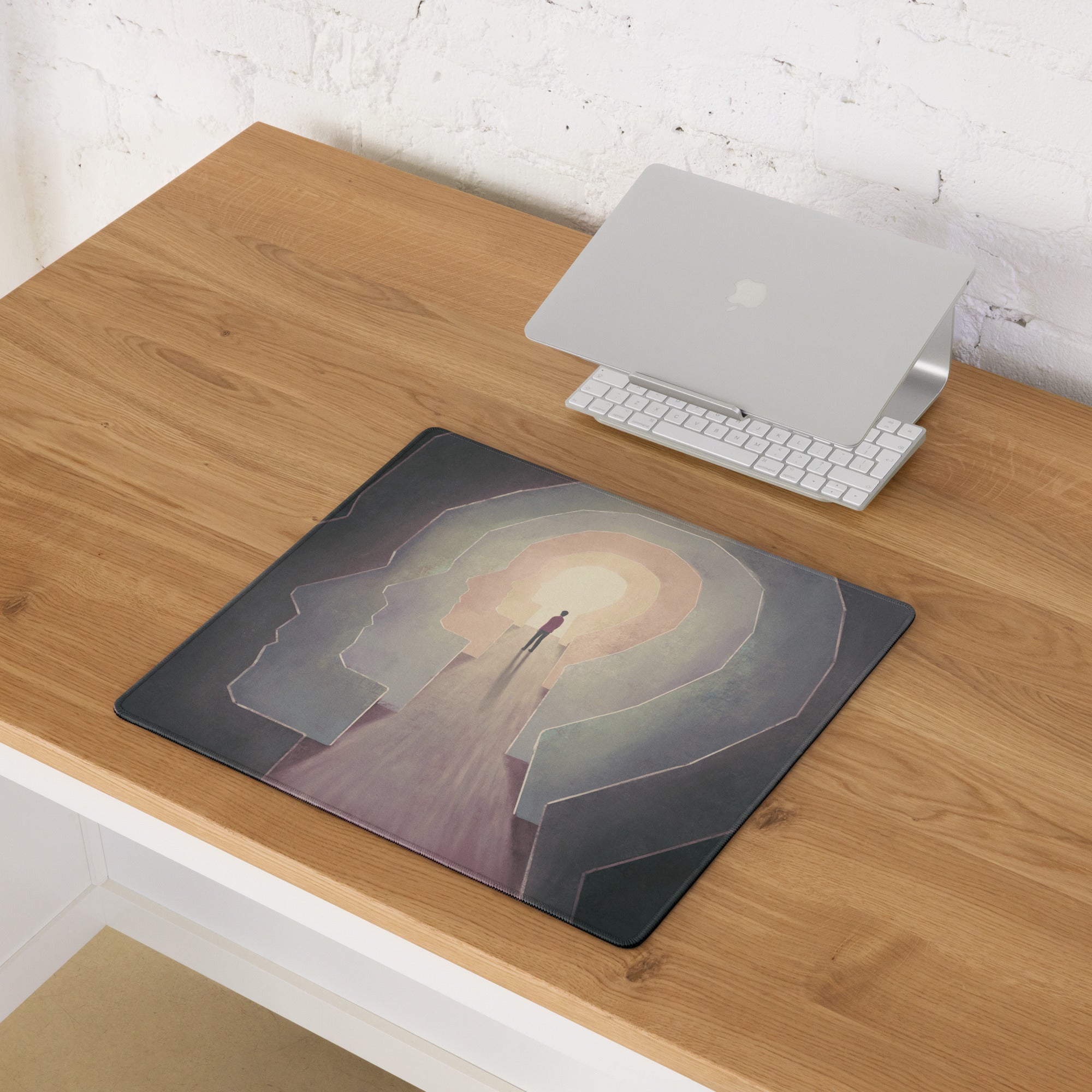 Mouse Pad 36x18 Inches Muted Purple Pink Beige For Desk Setup Modern Contemporary Geometric Hexagon Art