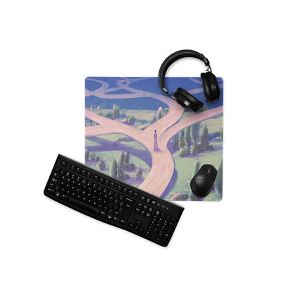 Oversized Gaming Mouse Pad 36x18 Inches Blue Purple Dreamy Abstract Landscape For Modern Home Office Decor Digital Art