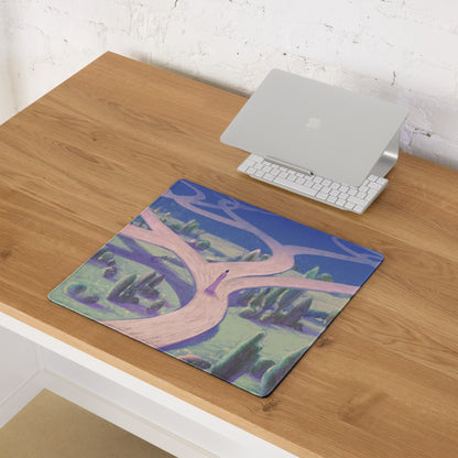 Oversized Gaming Mouse Pad 36x18 Inches Blue Purple Dreamy Abstract Landscape For Modern Home Office Decor Digital Art