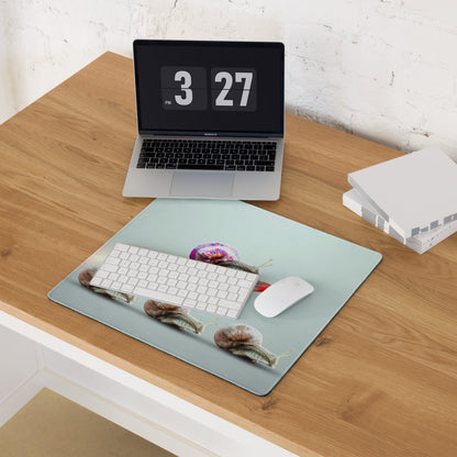 Pastel Snail Rocket Desk Pad For Desk Setup Surreal Art - Whimsical Mood Modern Minimal Extended Mouse Pad Digital Art