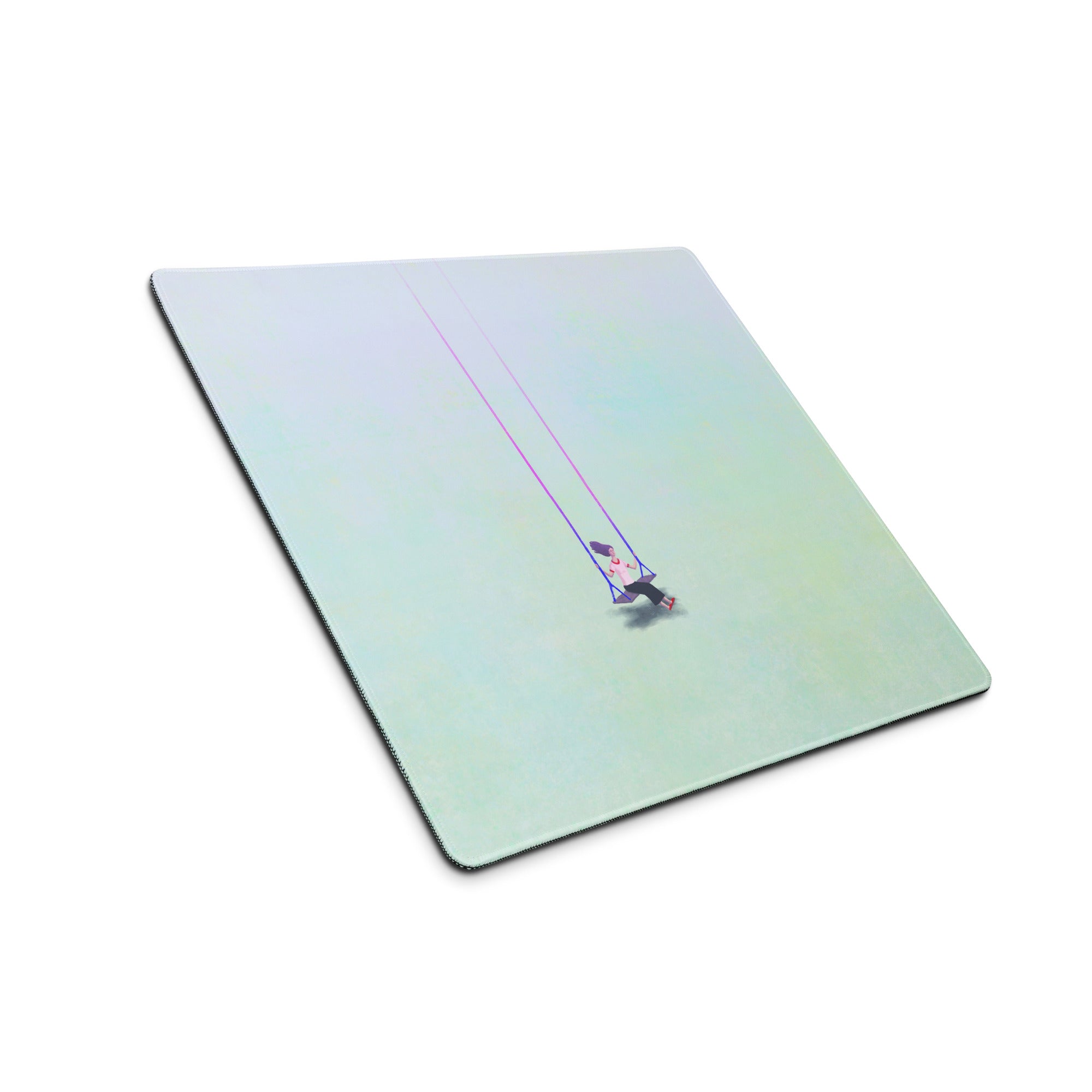 Pastel Gradient Swing Desk Pad - Swinging Figure Pastel Home Office Desk Pad Contemporary Minimal Dreamy Mood