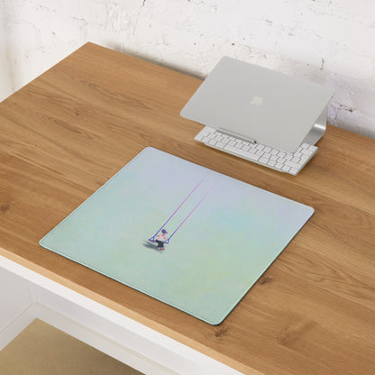 Pastel Gradient Swing Desk Pad - Swinging Figure Pastel Home Office Desk Pad Contemporary Minimal Dreamy Mood