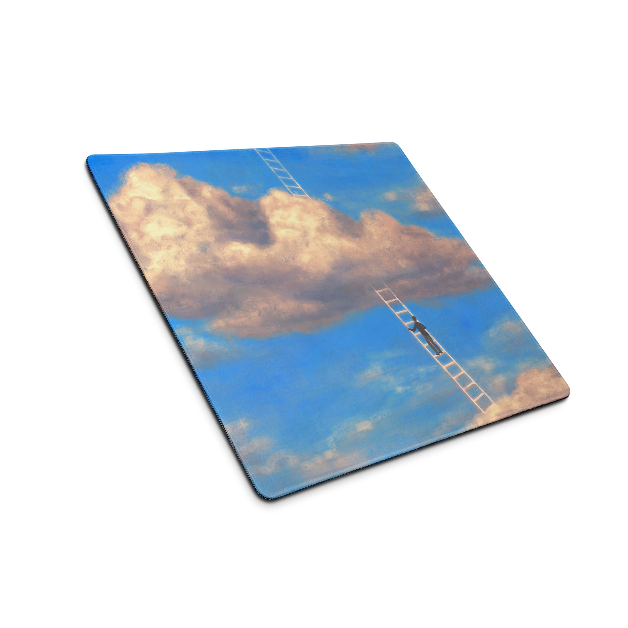 Sky Ladder Blue Sky Clouds Desk Setup Contemporary Oversized Gaming Mouse Pad 36x18 Digital Art