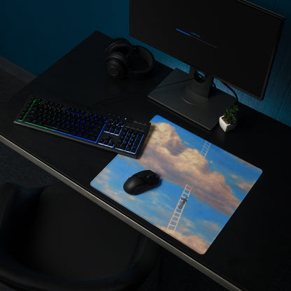 Sky Ladder Blue Sky Clouds Desk Setup Contemporary Oversized Gaming Mouse Pad 36x18 Digital Art