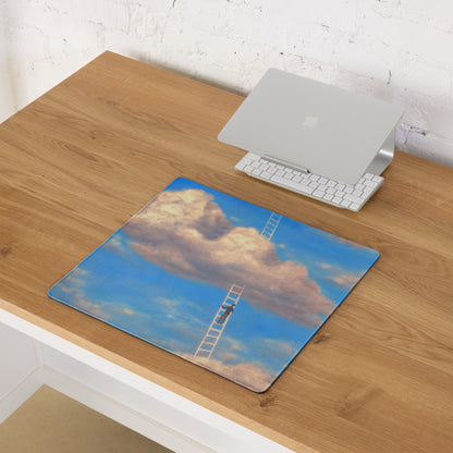 Sky Ladder Blue Sky Clouds Desk Setup Contemporary Oversized Gaming Mouse Pad 36x18 Digital Art