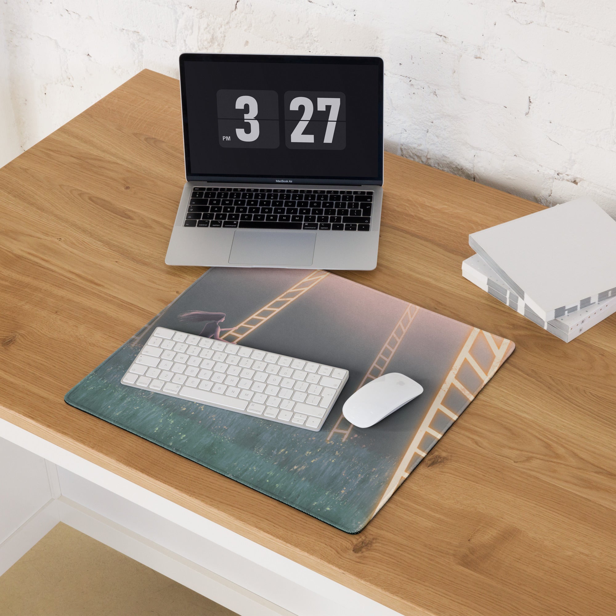 Contemporary Themed Mouse Pad Sunset Peach Teal Film Strip Art For Desk Modern Office Decor