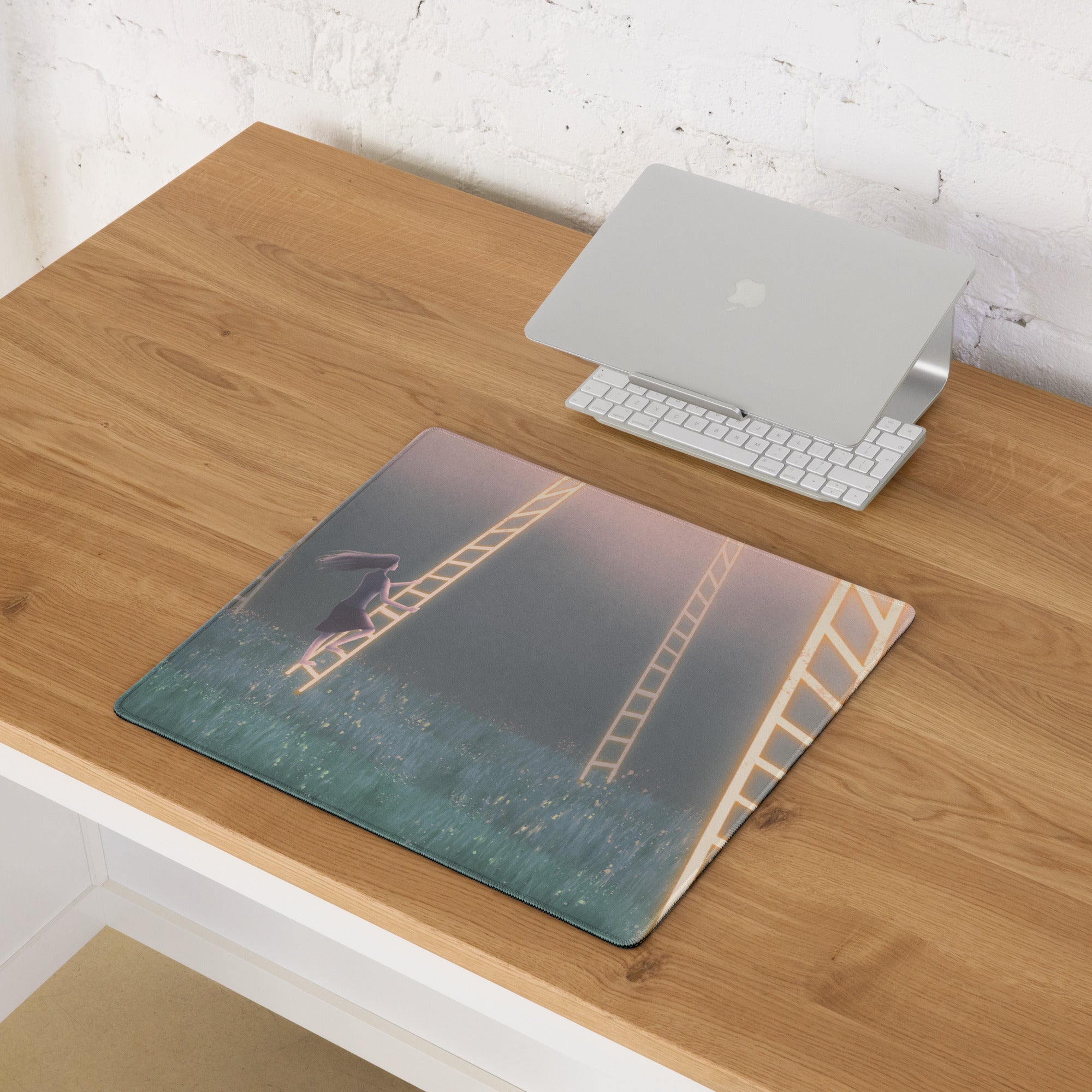 Contemporary Themed Mouse Pad Sunset Peach Teal Film Strip Art For Desk Modern Office Decor