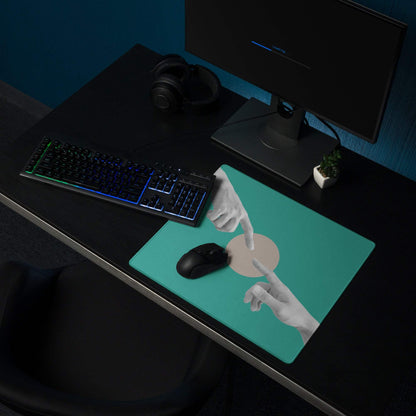 Teal Hands Artwork Mouse Pad For Office Desk Contemporary Style Large 36 By 18 Inch Or 18 By 16 Inch