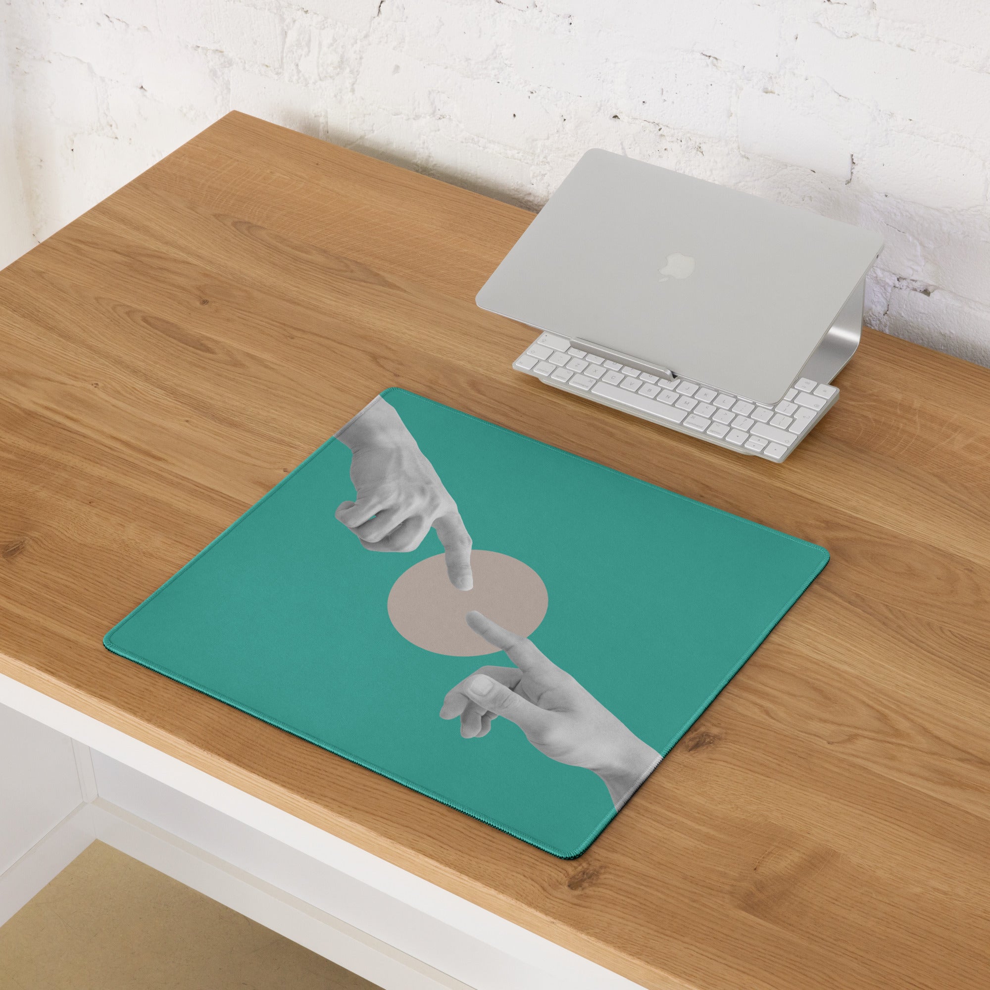 Teal Hands Artwork Mouse Pad For Office Desk Contemporary Style Large 36 By 18 Inch Or 18 By 16 Inch