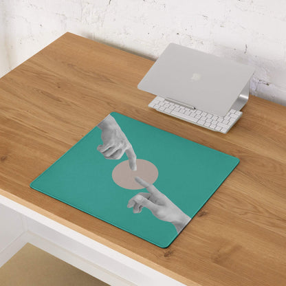 Teal Hands Artwork Mouse Pad For Office Desk Contemporary Style Large 36 By 18 Inch Or 18 By 16 Inch