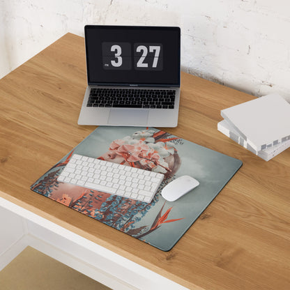 Floral Portrait Mouse Pad Soft Pink And Blue For Modern Home Office Desk Contemporary Art Print