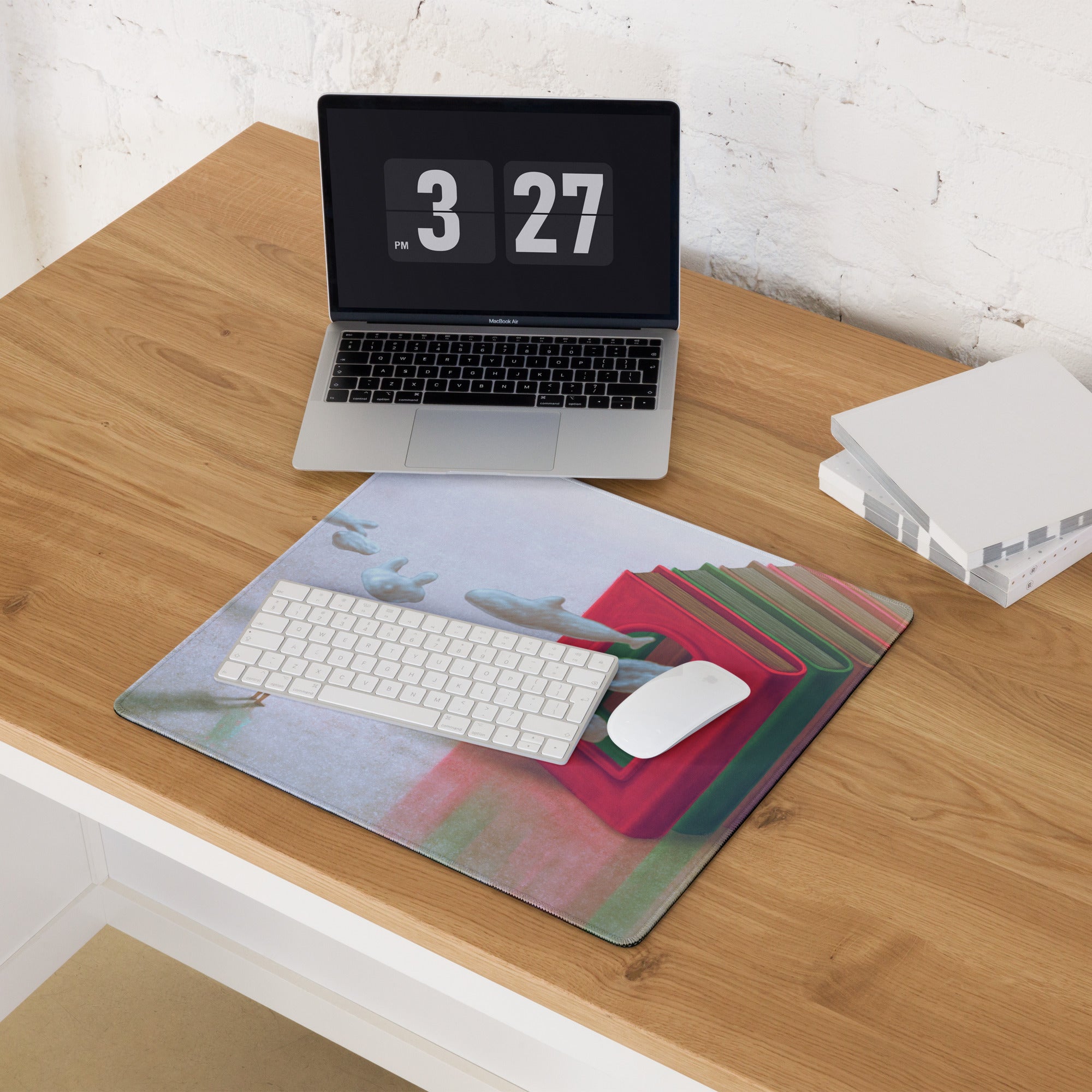 Colorful Books Themed Mouse Pad 36 By 18 Inch Desk Mat Non Slip Rubber Base Contemporary Art Style