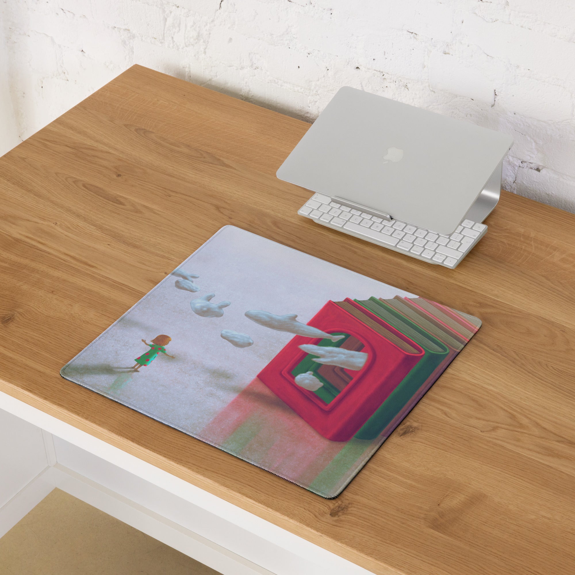 Colorful Books Themed Mouse Pad 36 By 18 Inch Desk Mat Non Slip Rubber Base Contemporary Art Style