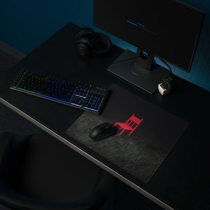 Red Chair On Black Textured Contemporary Mouse Pad For Gaming Desk Setup Moody Modern Desk Decor Digital Art Print