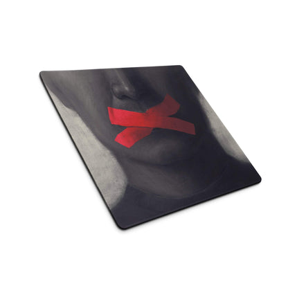 Gaming Gray Black Red Tape Art Mouse Pad For Modern Desk Setup, Contemporary Industrial Style 36x18