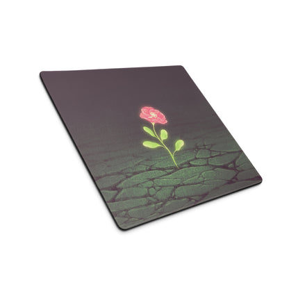 Floral Rose Mouse Pad Dark Gradient With Pink Accent 36x18 Modern Contemporary Desk Mat For Home Office