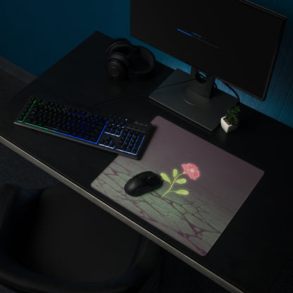 Floral Rose Mouse Pad Dark Gradient With Pink Accent 36x18 Modern Contemporary Desk Mat For Home Office