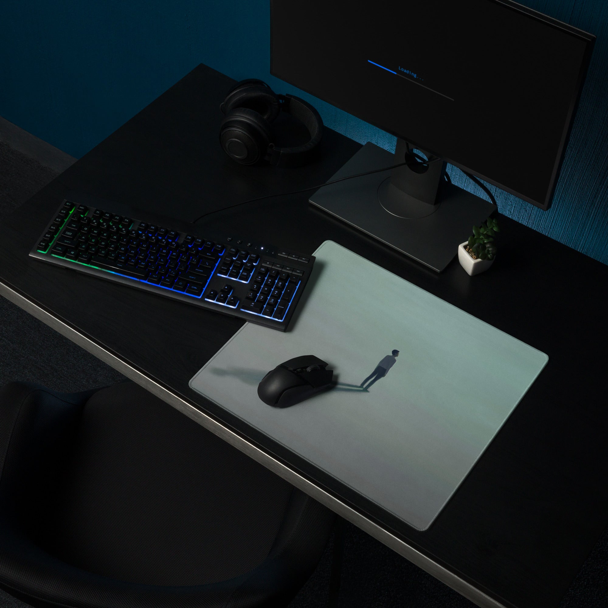 Pastel Blue Mint Green Contemporary Gaming Mouse Pad For Desk Large 36x18 Or 18x16 Minimalist Modern Art