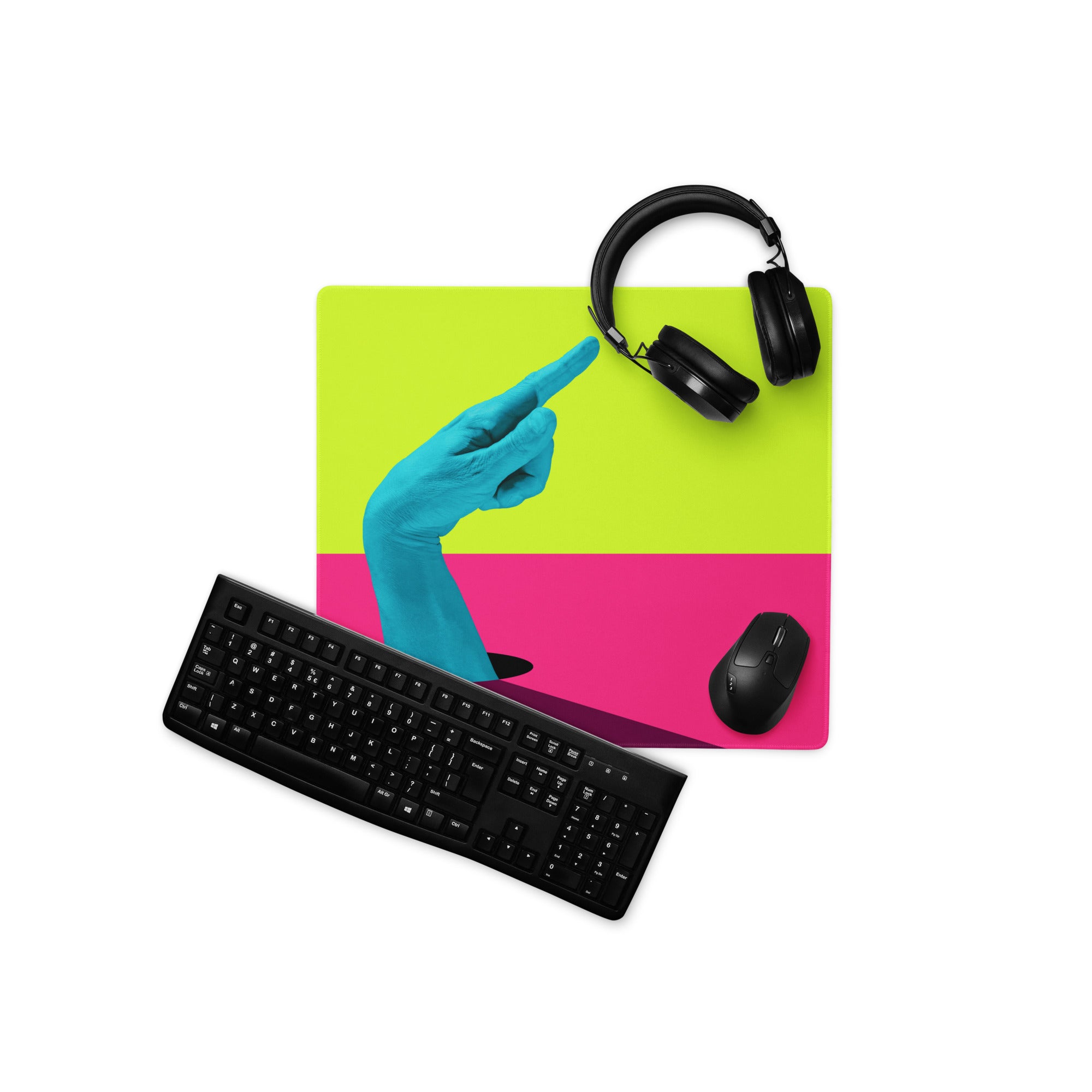 Neon Lime Green Turquoise Pop Art Mouse Pad For Gaming Desk Setup Digital Art Non Slip Rubber Base