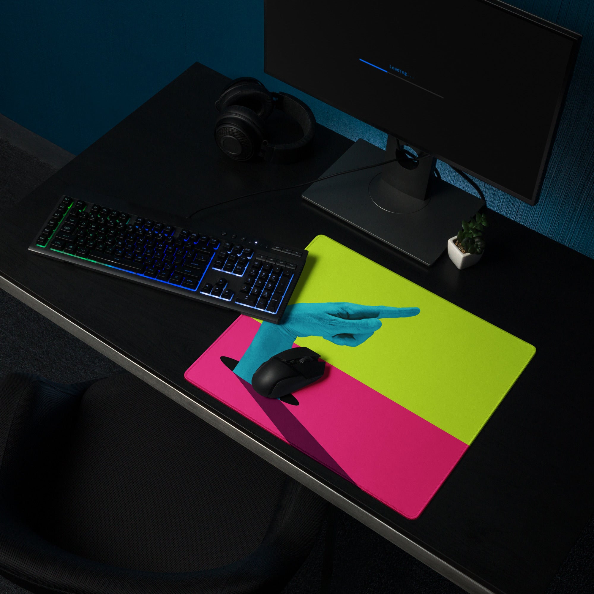 Neon Lime Green Turquoise Pop Art Mouse Pad For Gaming Desk Setup Digital Art Non Slip Rubber Base