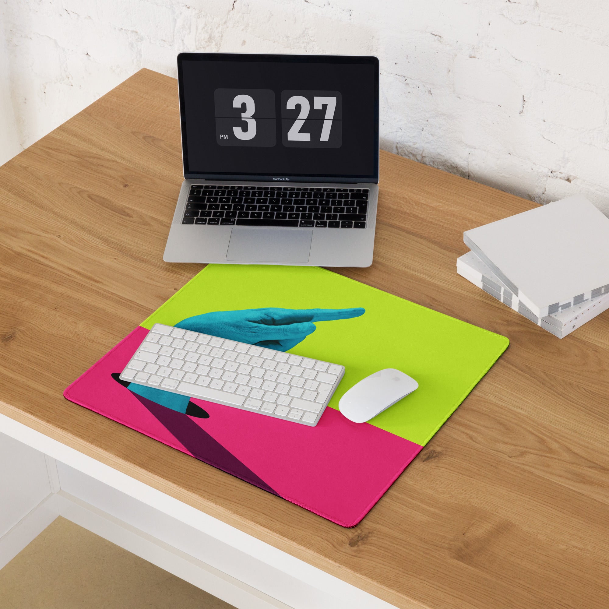 Neon Lime Green Turquoise Pop Art Mouse Pad For Gaming Desk Setup Digital Art Non Slip Rubber Base