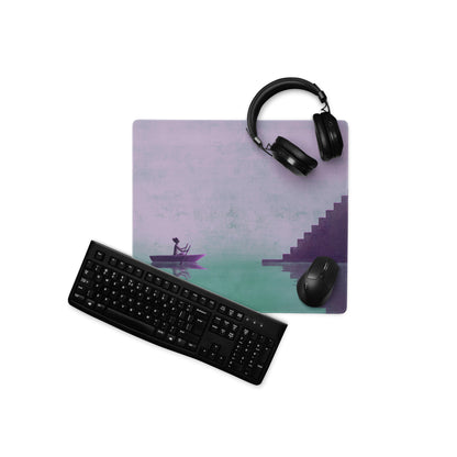 Purple Gradient Contemporary Mouse Pad For Modern Desks Workspace Artful Staircase Scene
