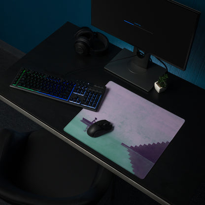 Purple Gradient Contemporary Mouse Pad For Modern Desks Workspace Artful Staircase Scene