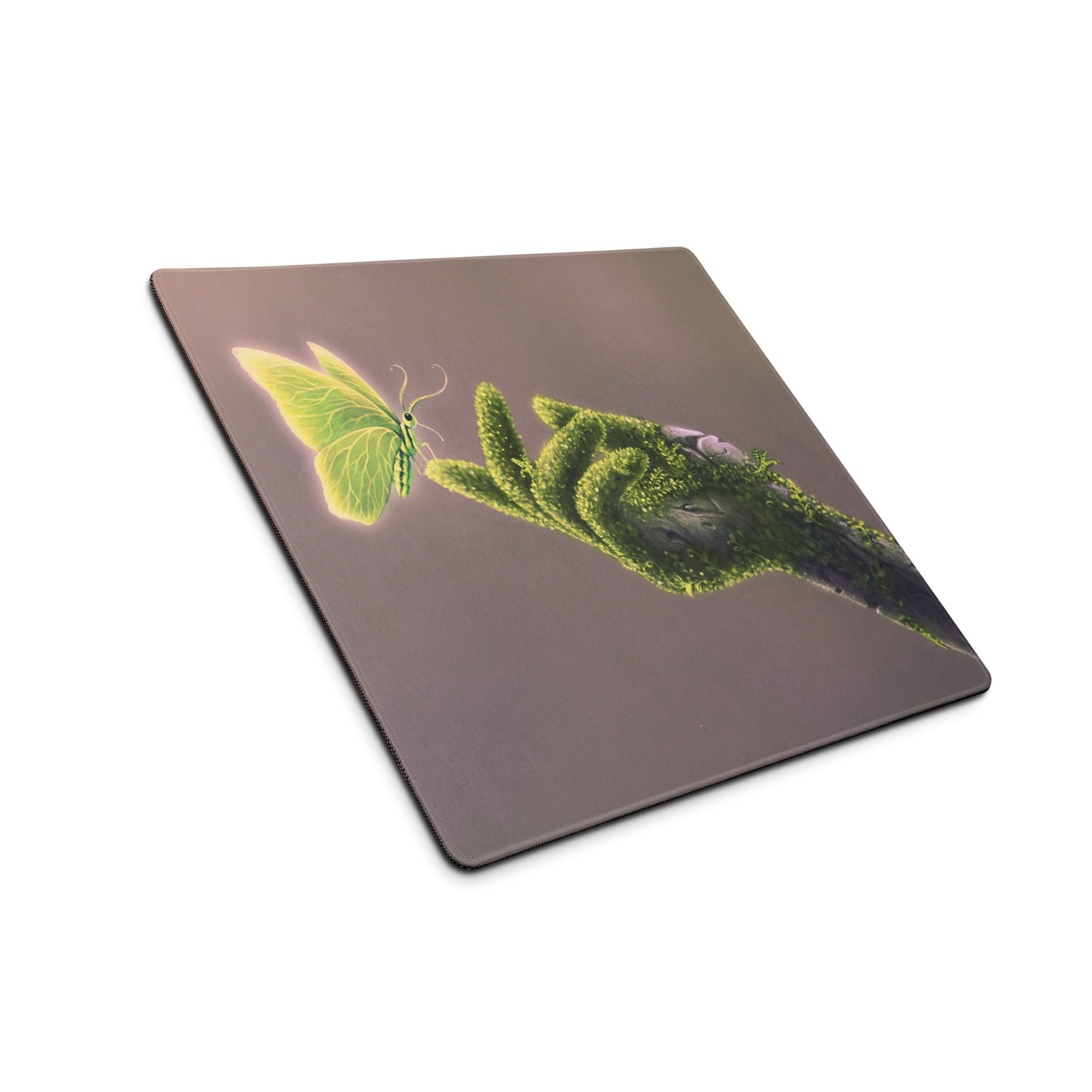 Botanical Butterfly Mouse Pad Gold Green For Desktop Home Office Modern Plant Art Style Decor