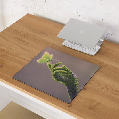 Botanical Butterfly Mouse Pad Gold Green For Desktop Home Office Modern Plant Art Style Decor