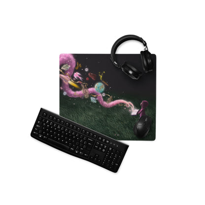 Contemporary Space Themed Mouse Pad Black With Multicolor Nebula Artwork For Desktop Decor