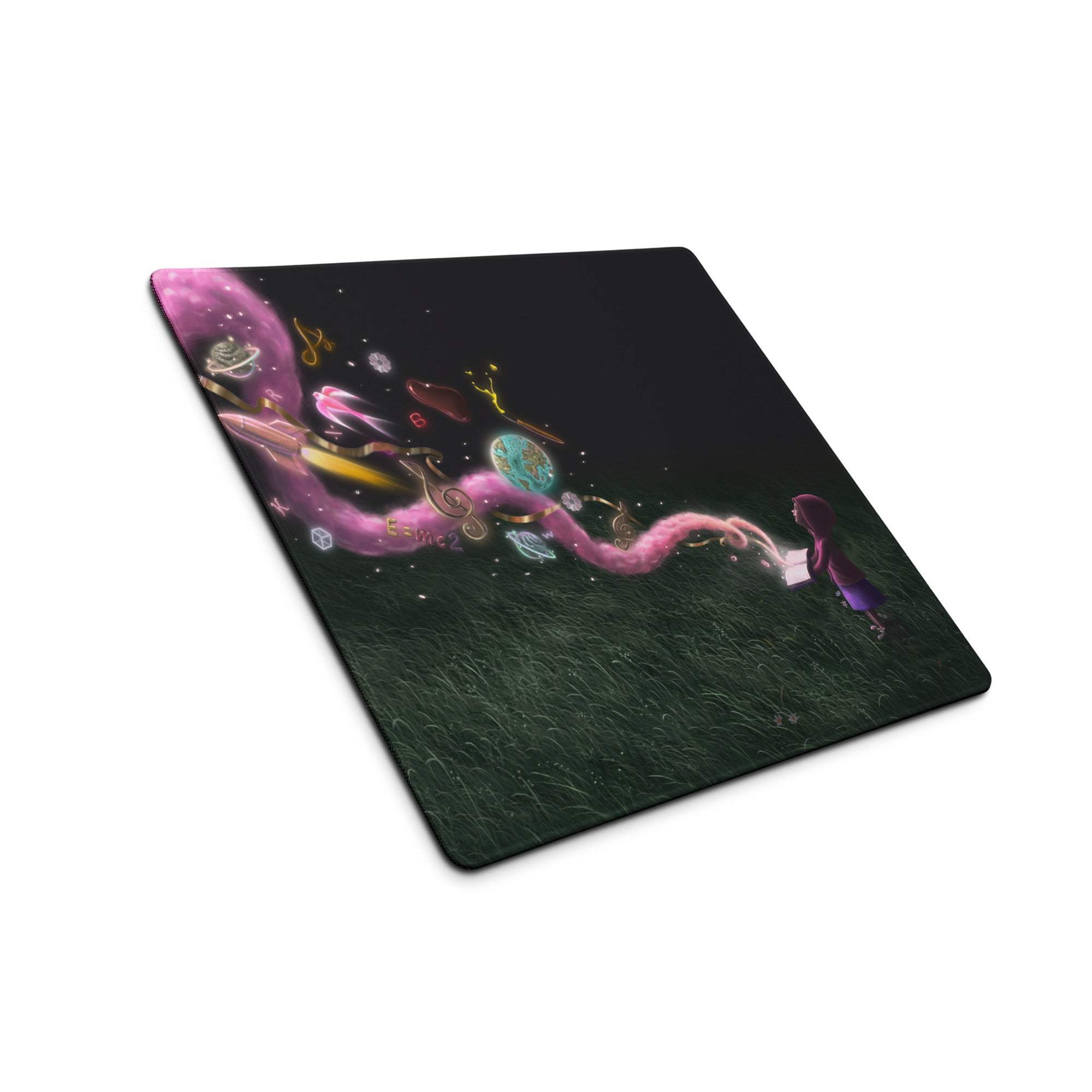 Contemporary Space Themed Mouse Pad Black With Multicolor Nebula Artwork For Desktop Decor