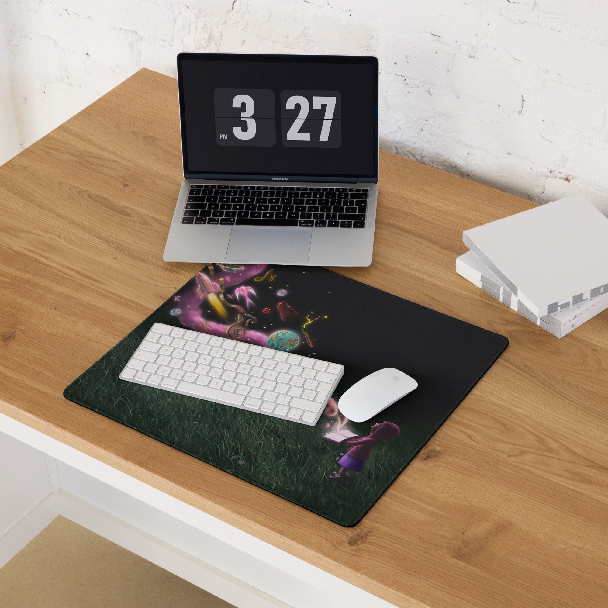 Contemporary Space Themed Mouse Pad Black With Multicolor Nebula Artwork For Desktop Decor