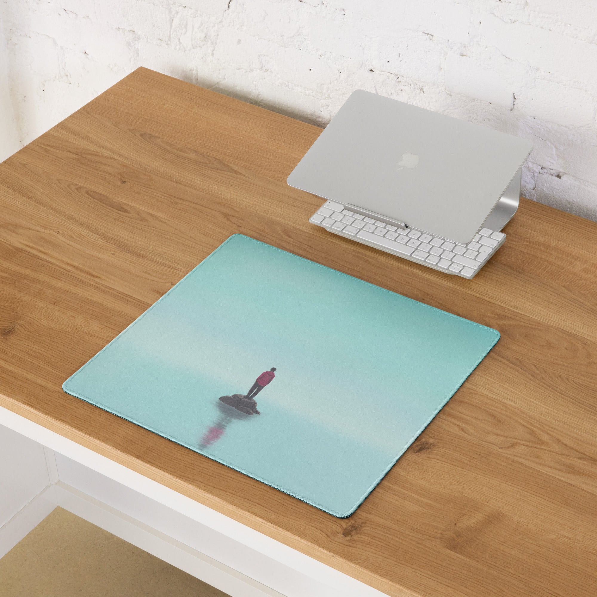 Teal Ocean Gradient Mouse Pad For Modern Home Office Desk Contemporary Minimalist Digital Art