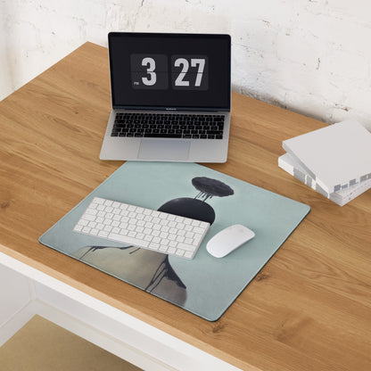 Black Drip Silhouette Drip Art Mouse Pad on Ice Blue Background Contemporary Desk Decor for Gaming